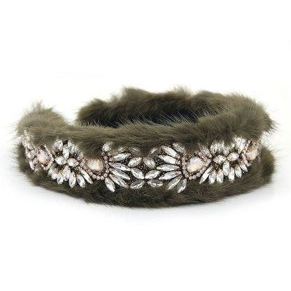 Versatile glass diamond full diamond mink velvet hair accessory