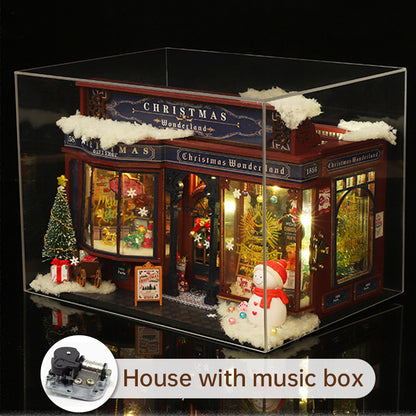 DIY Wooden Merry Christmas Wonderland Dollhouses Miniature Kits With LED Light Home Decoration For Adult Xmas Handmade Gifts