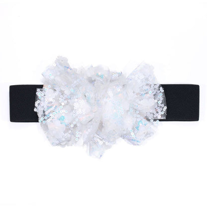 Sequin Flower Women's Thick Belt Versatile Elastic Waistband