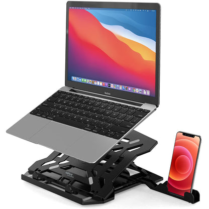 essentials 2 in 1 Laptop/Notebook/MacBook Tabletop Stand, 8-Adjustable Angles, Mobile Tabletop Stand, 12" - 15.6" Laptops, Heat Dissipation, Anti-Slip Base, Portable and Lightweight | Black