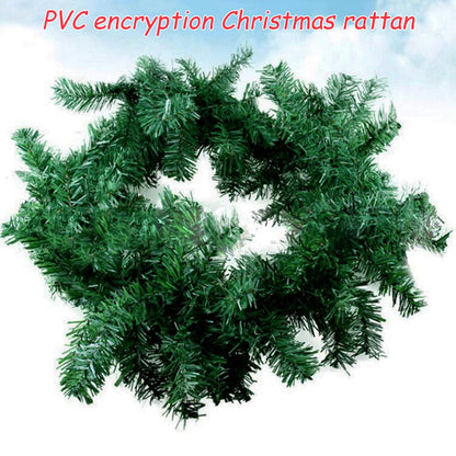 2.7m Artificial Green Christmas Garland Wreath Xmas Party Decor Christmas Tree Rattan Hanging Pendant & Drop Ornament for Kids