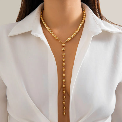 Europe And The United States  Jewelry Retro Beaded Chain Beaded Collar Simple Imitation Pearl Fringe Long Niche Necklace