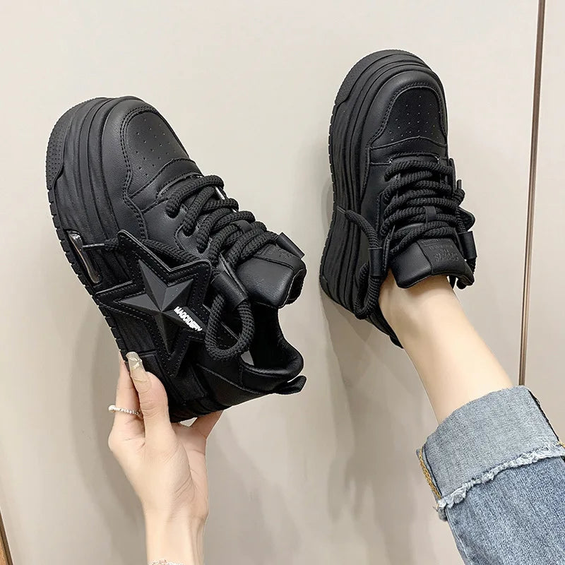 Women Sneakers Platform Casual Sports Shoes Personalized Star Design Vulcanized Shoes Outdoor Running Walking Shoe Female 35-40