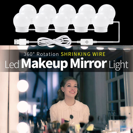 CanLing USB LED 12V Vanity Mirror Makeup Lamp 10  Bulbs Kit For Dressing Table Stepless Light 8W