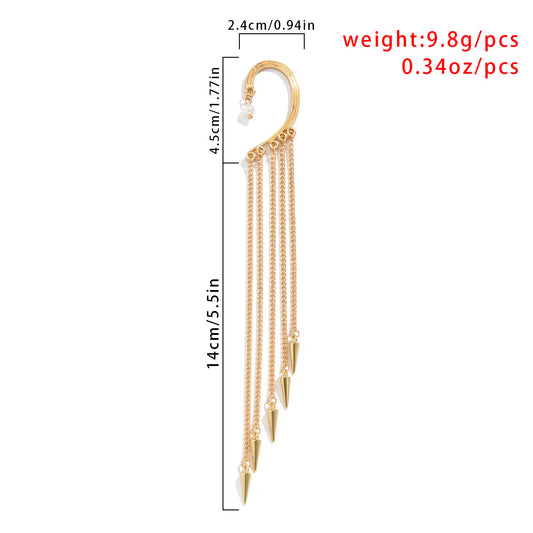 Ingemark High Quality Long Tassel Clip Earring Fashion Statement Ear Cuff Fake Piercing Vintage Pendientes Women Goth Jewelry