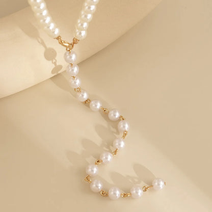 Europe And The United States  Jewelry Retro Beaded Chain Beaded Collar Simple Imitation Pearl Fringe Long Niche Necklace