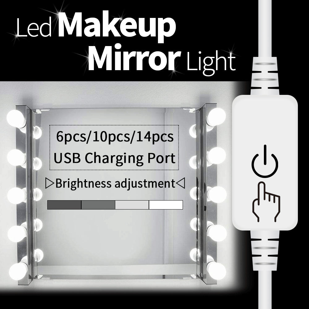 CanLing USB LED 12V Vanity Mirror Makeup Lamp 10  Bulbs Kit For Dressing Table Stepless Light 8W