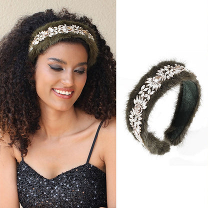 Versatile glass diamond full diamond mink velvet hair accessory