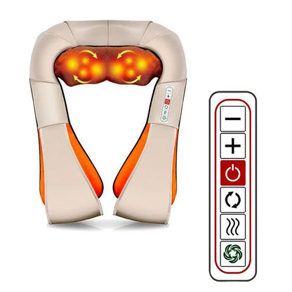 Electrical Shiatsu U Shape Massage Shawl Back Neck Shoulder Body Massager Device Infrared Heated Kneading Home Massage Shawl