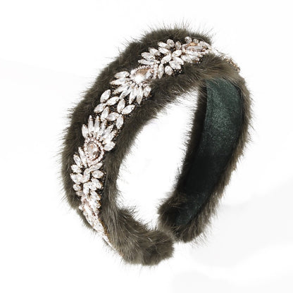 Versatile glass diamond full diamond mink velvet hair accessory