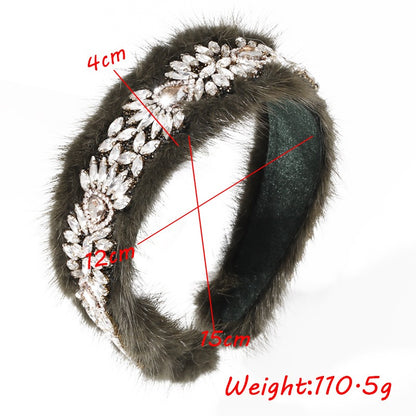 Versatile glass diamond full diamond mink velvet hair accessory